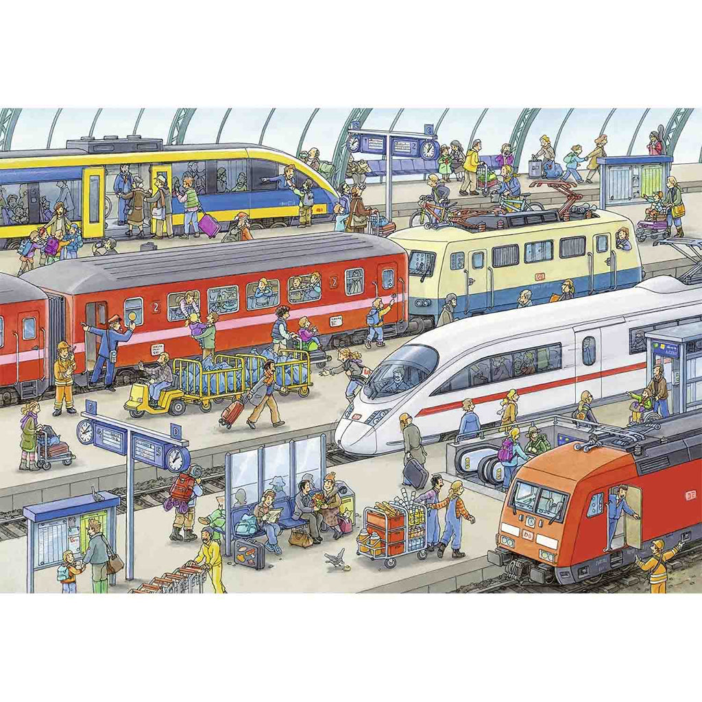 PUZZLE STATIE DE TREN, 2X24 PIESE - RAVENSBURGER (RVSPC09191) - Libelula Vesela - Jucarii