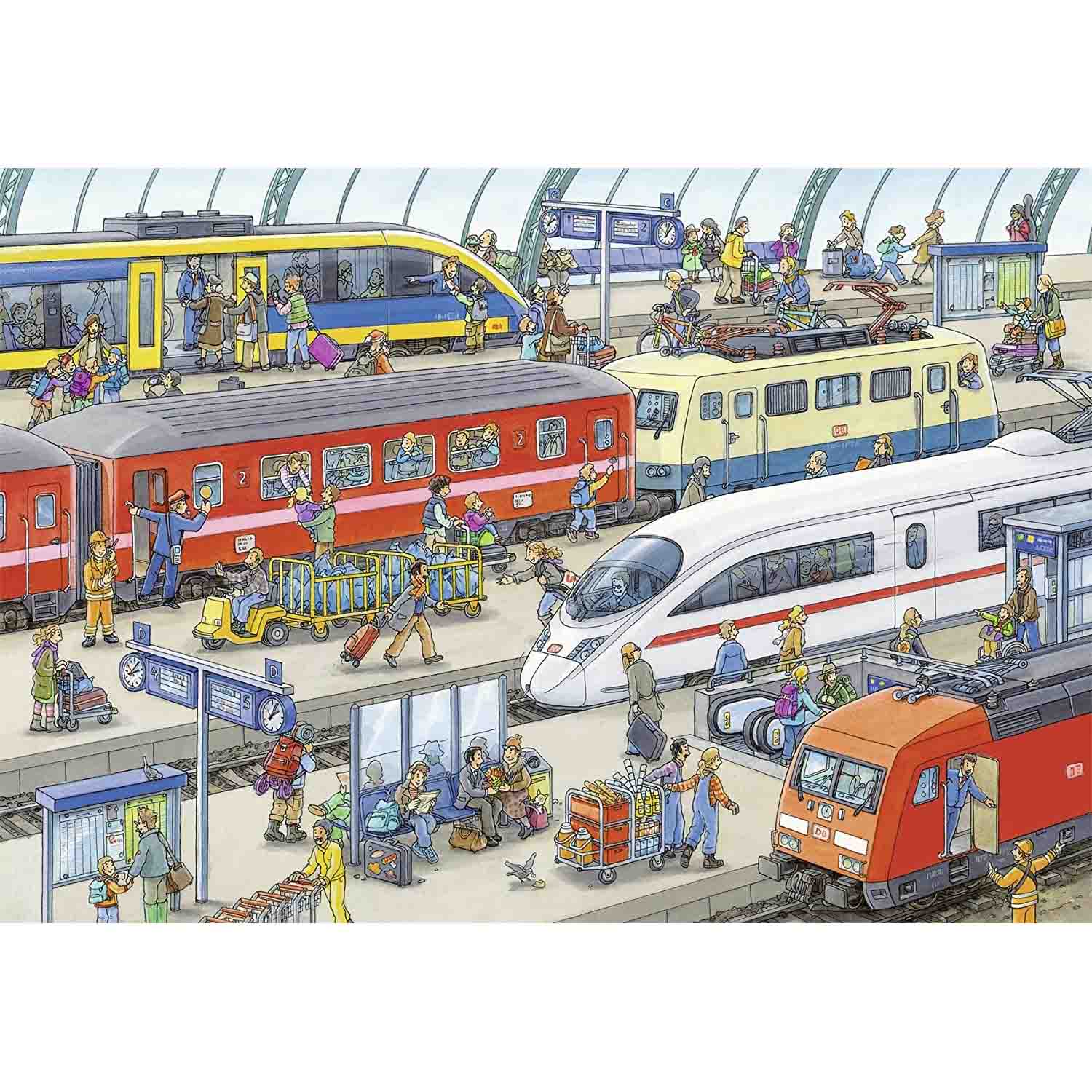 PUZZLE STATIE DE TREN, 2X24 PIESE - RAVENSBURGER (RVSPC09191) - Libelula Vesela - Jucarii