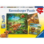 PUZZLE ANIMALELE PAMANTULUI, 3X49 PIEASE - RAVENSBURGER (RVSPC09330) - Libelula Vesela - Jucarii