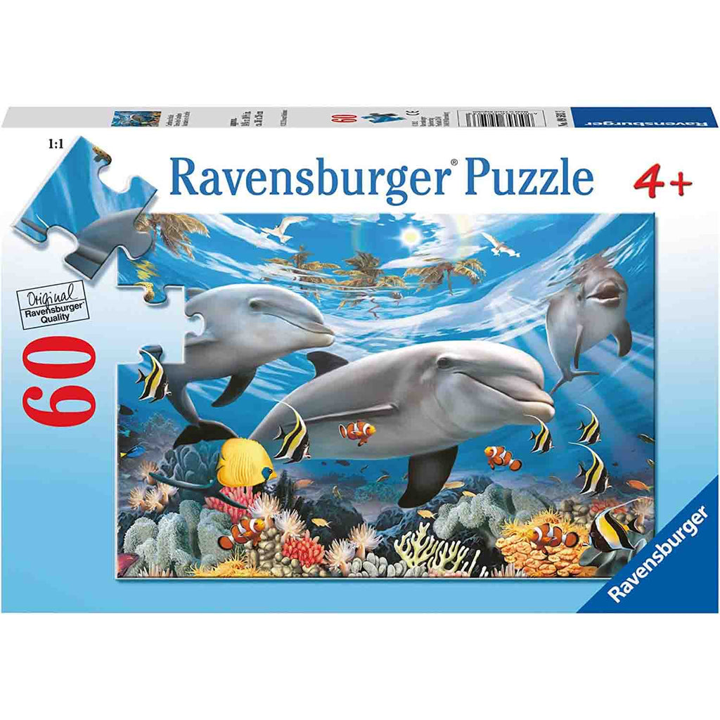 PUZZLE DELFINI ZAMBITORI, 60 PIESE - RAVENSBURGER (RVSPC09593) - Libelula Vesela - Jucarii