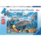 PUZZLE DELFINI ZAMBITORI, 60 PIESE - RAVENSBURGER (RVSPC09593) - Libelula Vesela - Jucarii