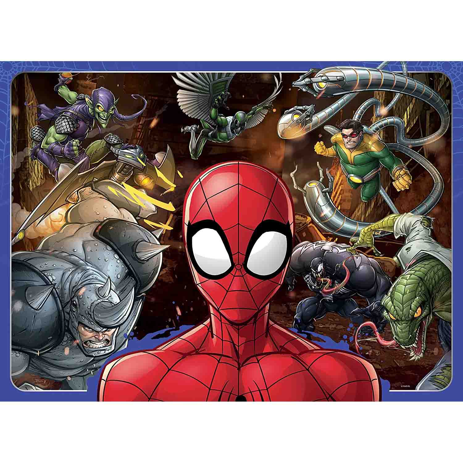 PUZZLE SPIDERMAN SI PERSONAJE, 100 PIESE - RAVENSBURGER (RVSPC10728) - Libelula Vesela - Jucarii