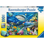 PUZZLE RECHINI, 100 PIESE - RAVENSBURGER (RVSPC10951) - Libelula Vesela - Jucarii