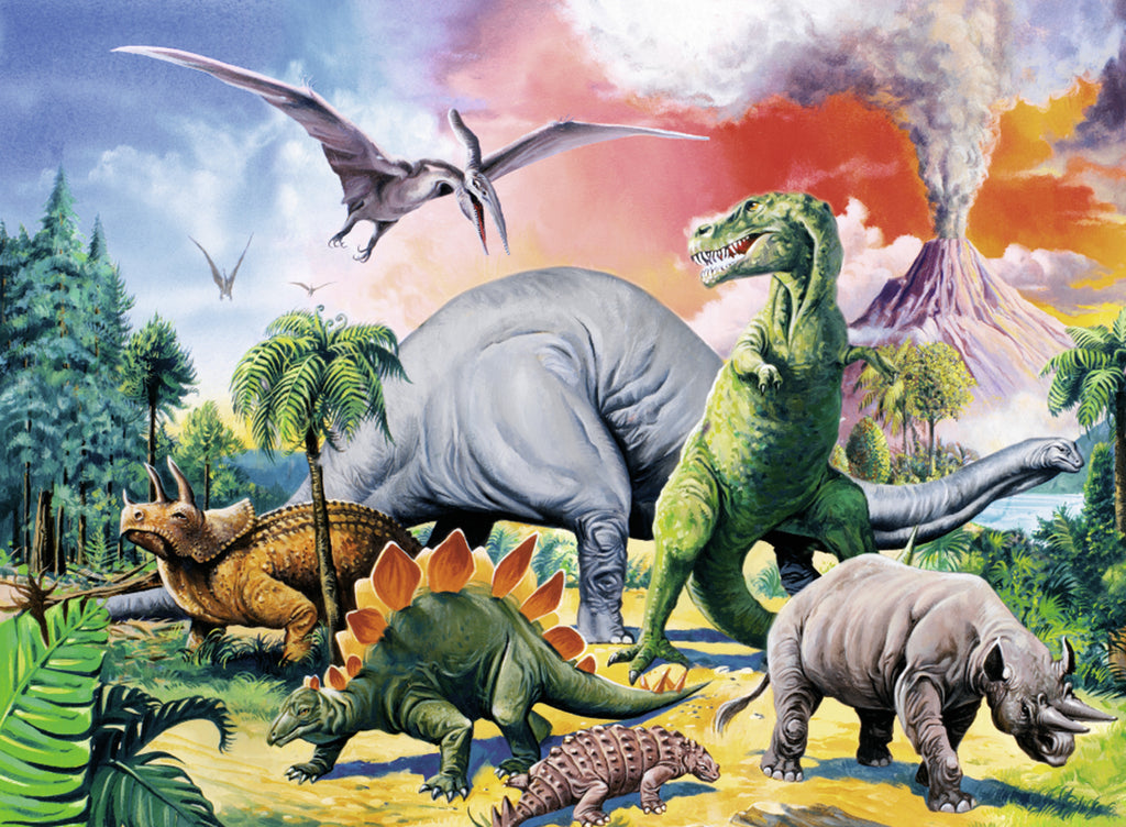 PUZZLE PRINTRE DINOZAURI, 100 PIESE - RAVENSBURGER (RVSPC10957) - Libelula Vesela - Jucarii