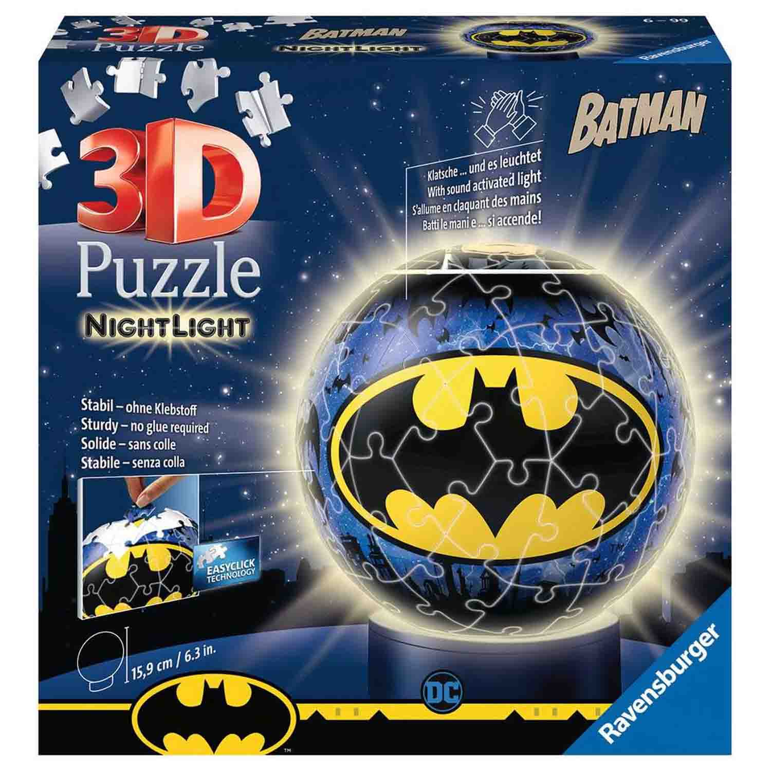 PUZZLE 3D LUMINOS BATMAN, 72 PIESE - RAVENSBURGER (RVS3D11080) - Libelula Vesela - Jucarii