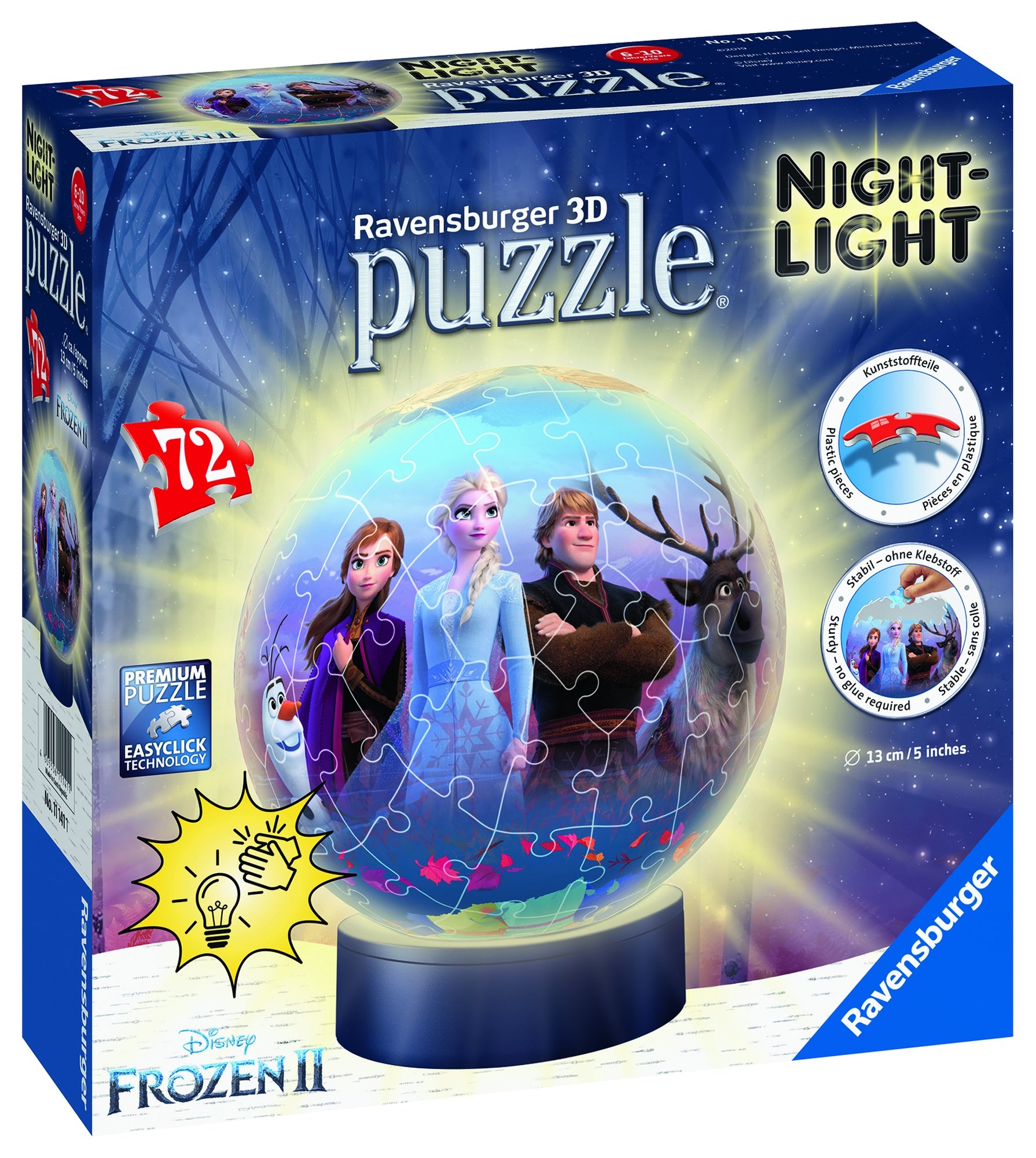 PUZZLE 3D LUMINOS FROZEN 2, 72 PCS - RAVENSBURGER (RVS3D11141) - Libelula Vesela - Jucarii