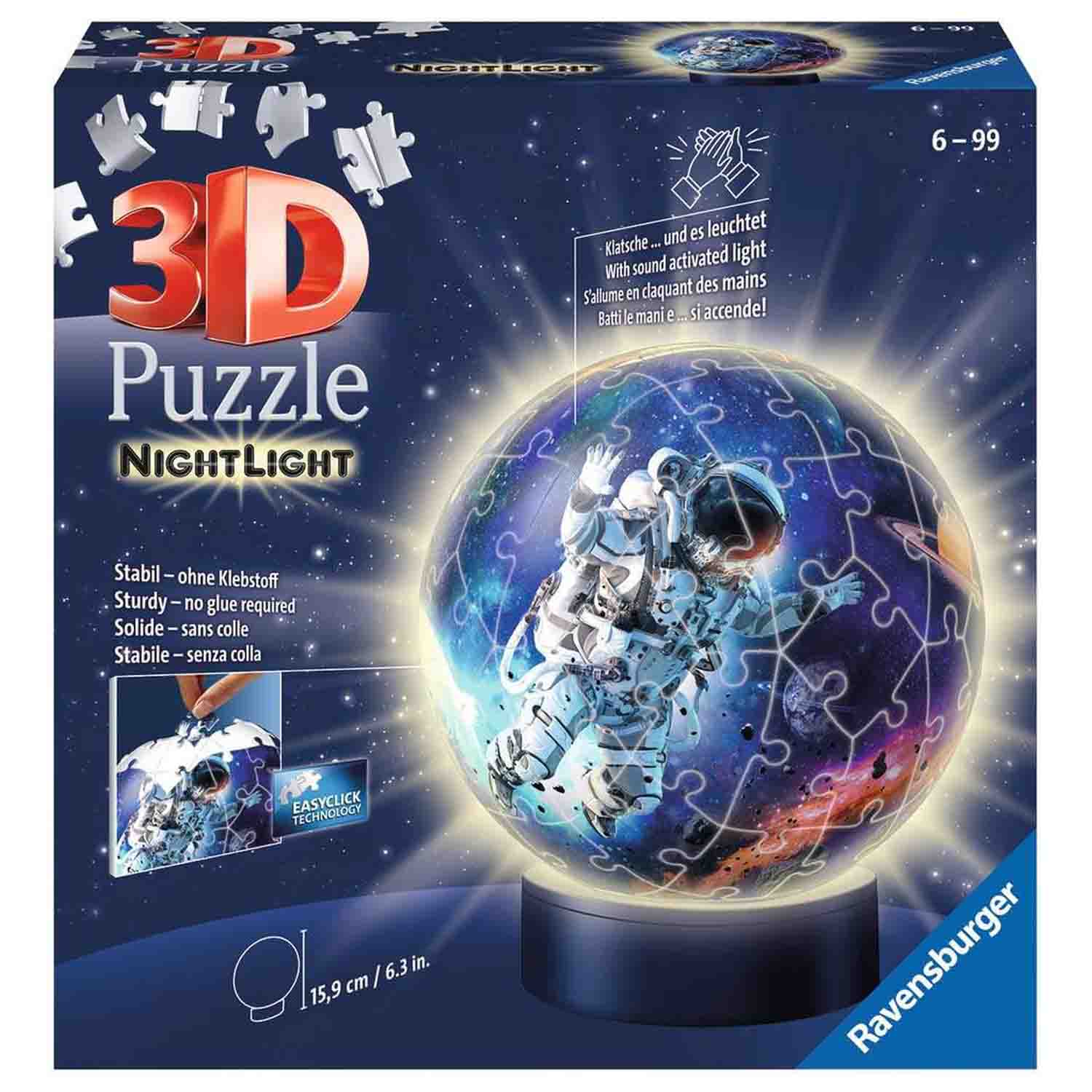 PUZZLE 3D LUMINOS ASTRONAUT, 72 PIESE - RAVENSBURGER (RVS3D11264) - Libelula Vesela - Jucarii