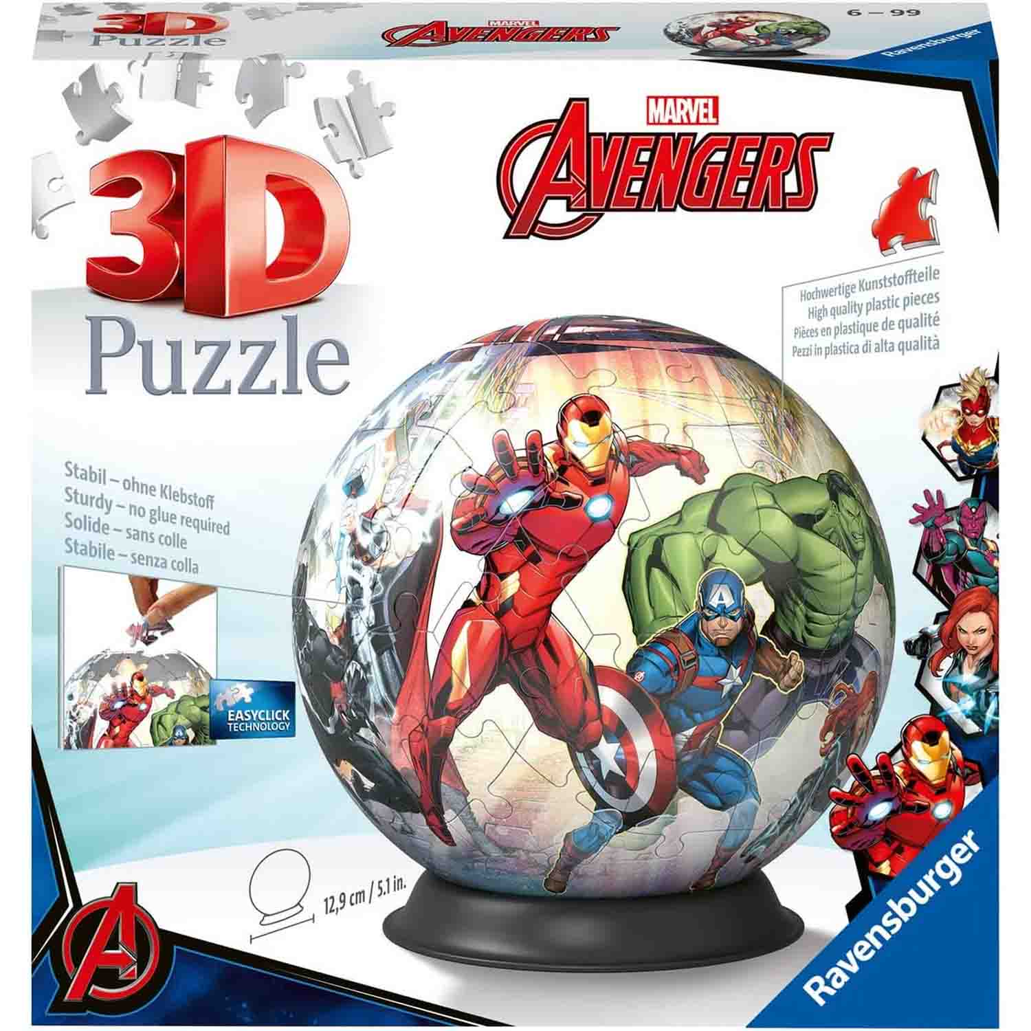 PUZZLE 3D AVENGERS, 72 PIESE - RAVENSBURGER (RVS3D11496) - Libelula Vesela - Jucarii