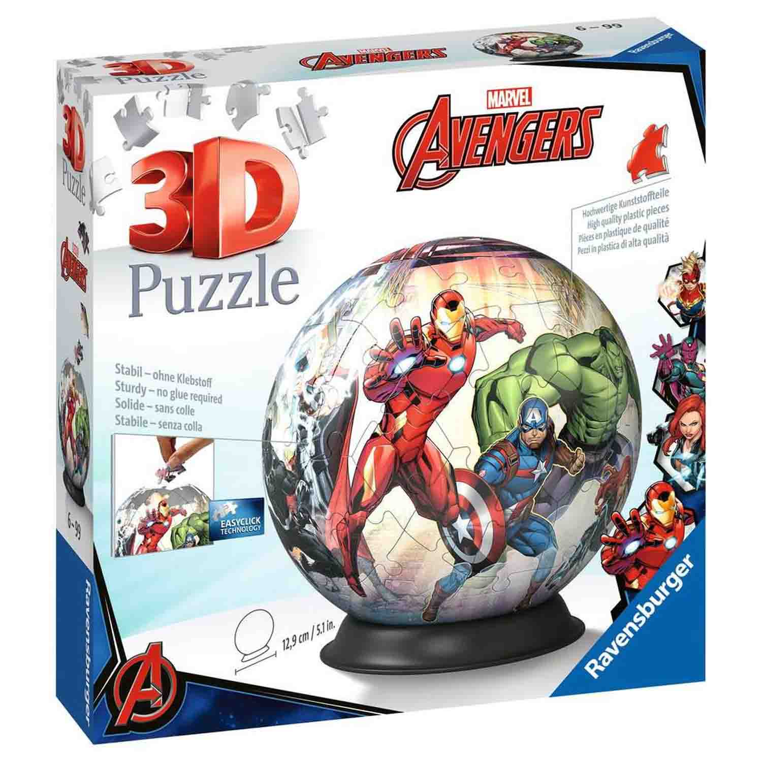 PUZZLE 3D AVENGERS, 72 PIESE - RAVENSBURGER (RVS3D11496) - Libelula Vesela - Jucarii