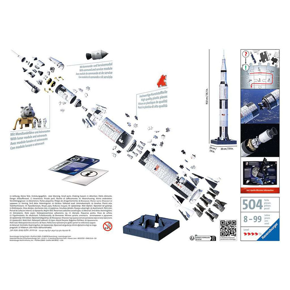 PUZZLE 3D APOLLO SATURN V, 440 PIESE - RAVENSBURGER (RVS3D11545) - Libelula Vesela - Jucarii