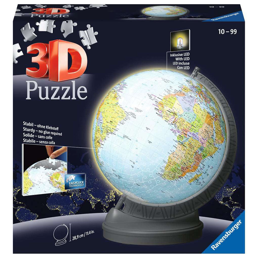PUZZLE 3D CU LED GLOBUL PAMANTESC, 540 PIESE - RAVENSBURGER (RVS3D11549) - Libelula Vesela - Jucarii