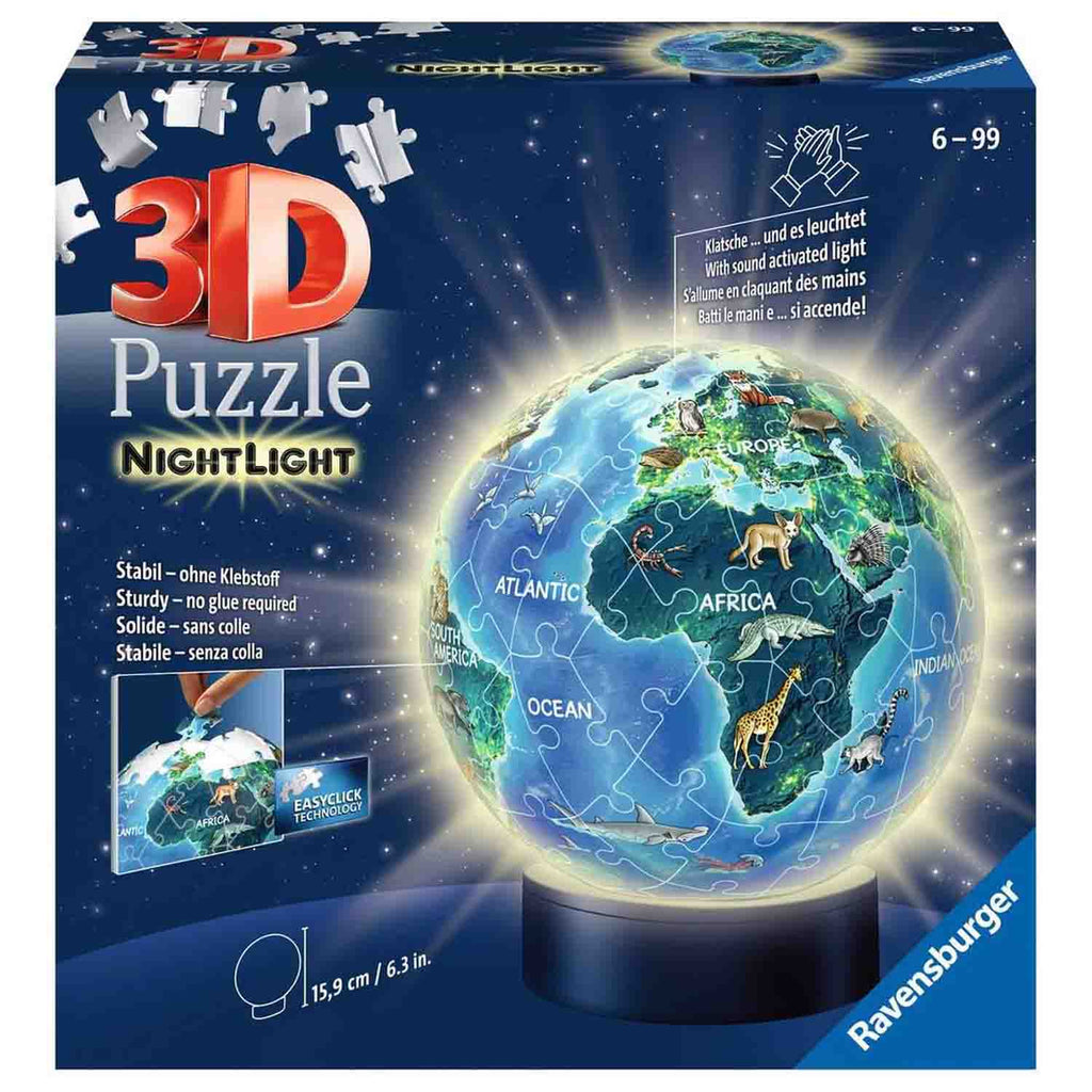 PUZZLE 3D LUMINOS PLANETA PAMANT, 72 PIESE - RAVENSBURGER (RVS3D11844) - Libelula Vesela - Jucarii