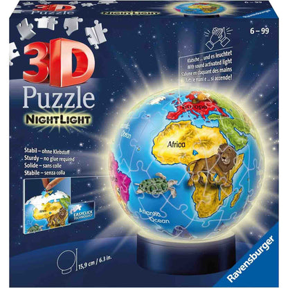 PUZZLE 3D LUMINOS GLOB PAMANTESC, 72 PIESE - RAVENSBURGER (RVS3D12184) - Libelula Vesela - Jucarii