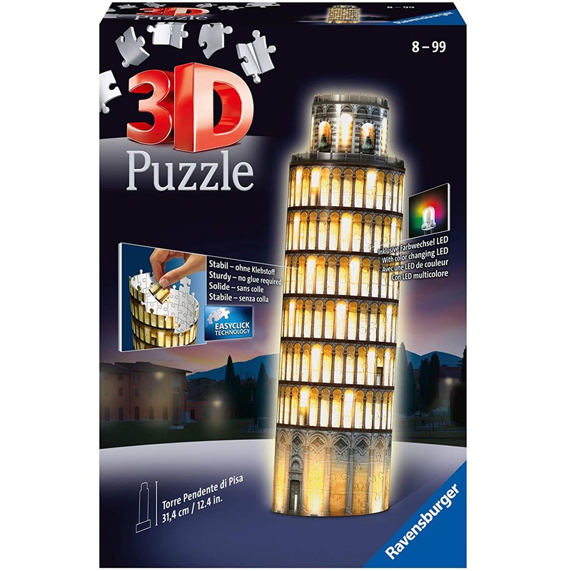 PUZZLE 3D LED TURNUL DIN PISA, 216 PIESE - RAVENSBURGER (RVS3D12515) - Libelula Vesela - Jucarii