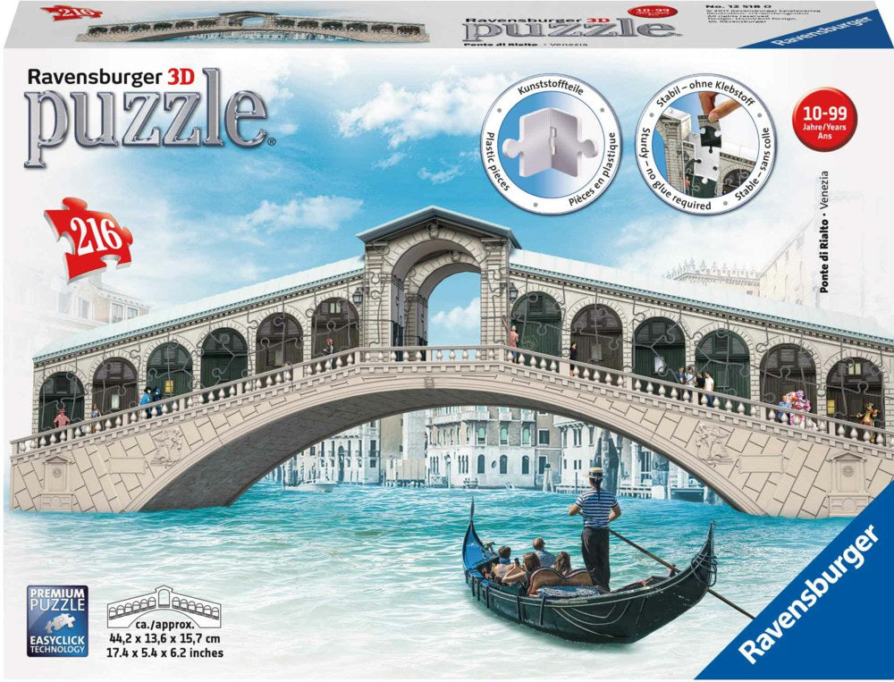 PUZZLE 3D PODUL RIALTO, 216 PIESE - RAVENSBURGER (RVS3D12518) - Libelula Vesela - Jucarii