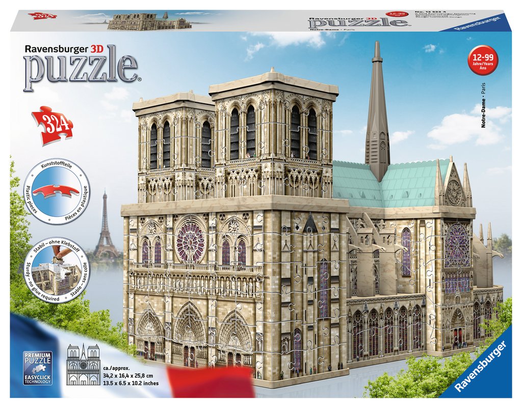 PUZZLE 3D NOTRE DAME, 324 PIESE - RAVENSBURGER (RVS3D12523) - Libelula Vesela - Jucarii