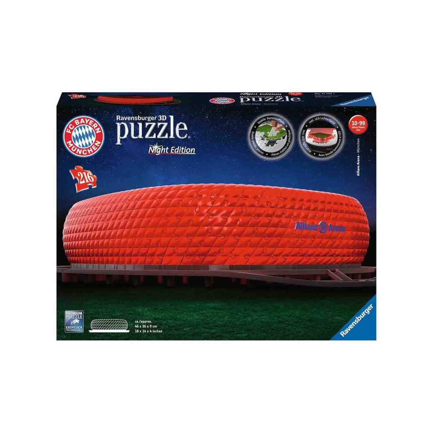 PUZZLE 3D LED ALLIANZ ARENA, 216 PIESE - RAVENSBURGER (RVS3D12530) - Libelula Vesela - Jucarii