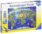 PUZZLE HARTA LUMII, 200 PIESE - RAVENSBURGER (RVSPC12722) - Libelula Vesela - Jucarii