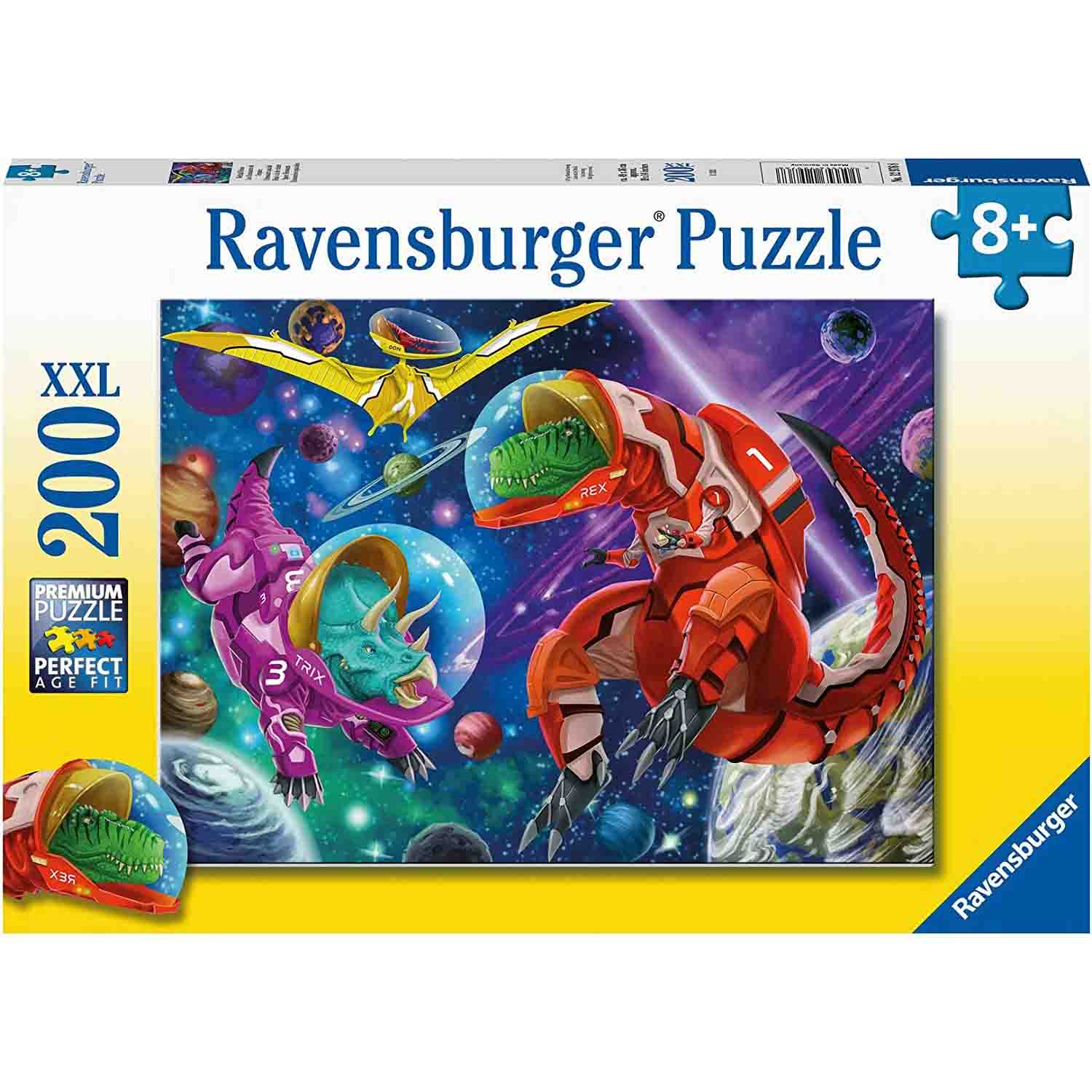PUZZLE DINOZAURI IN SPATIU, 200 PIESE - RAVENSBURGER (RVSPC12976) - Libelula Vesela - Jucarii