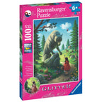 PUZZLE SCUFITA ROSIE SI LUPUL, 100 PIESE GLITTER - RAVENSBURGER (RVSPC12988) - Libelula Vesela - Jucarii