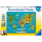 PUZZLE HARTA LUMII CU ANIMALE, 150 PIESE - RAVENSBURGER (RVSPC13287) - Libelula Vesela - Jucarii