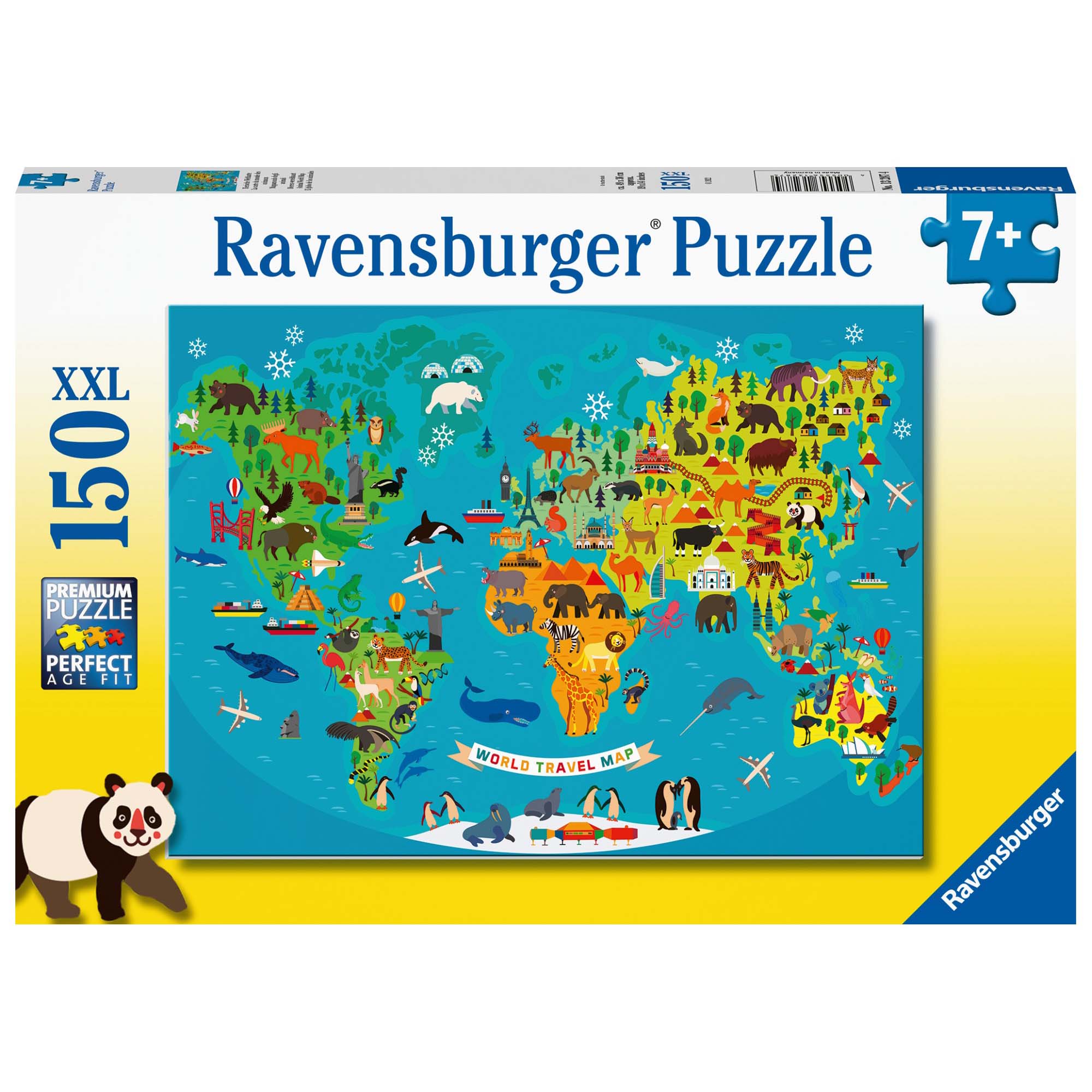 PUZZLE HARTA LUMII CU ANIMALE, 150 PIESE - RAVENSBURGER (RVSPC13287) - Libelula Vesela - Jucarii