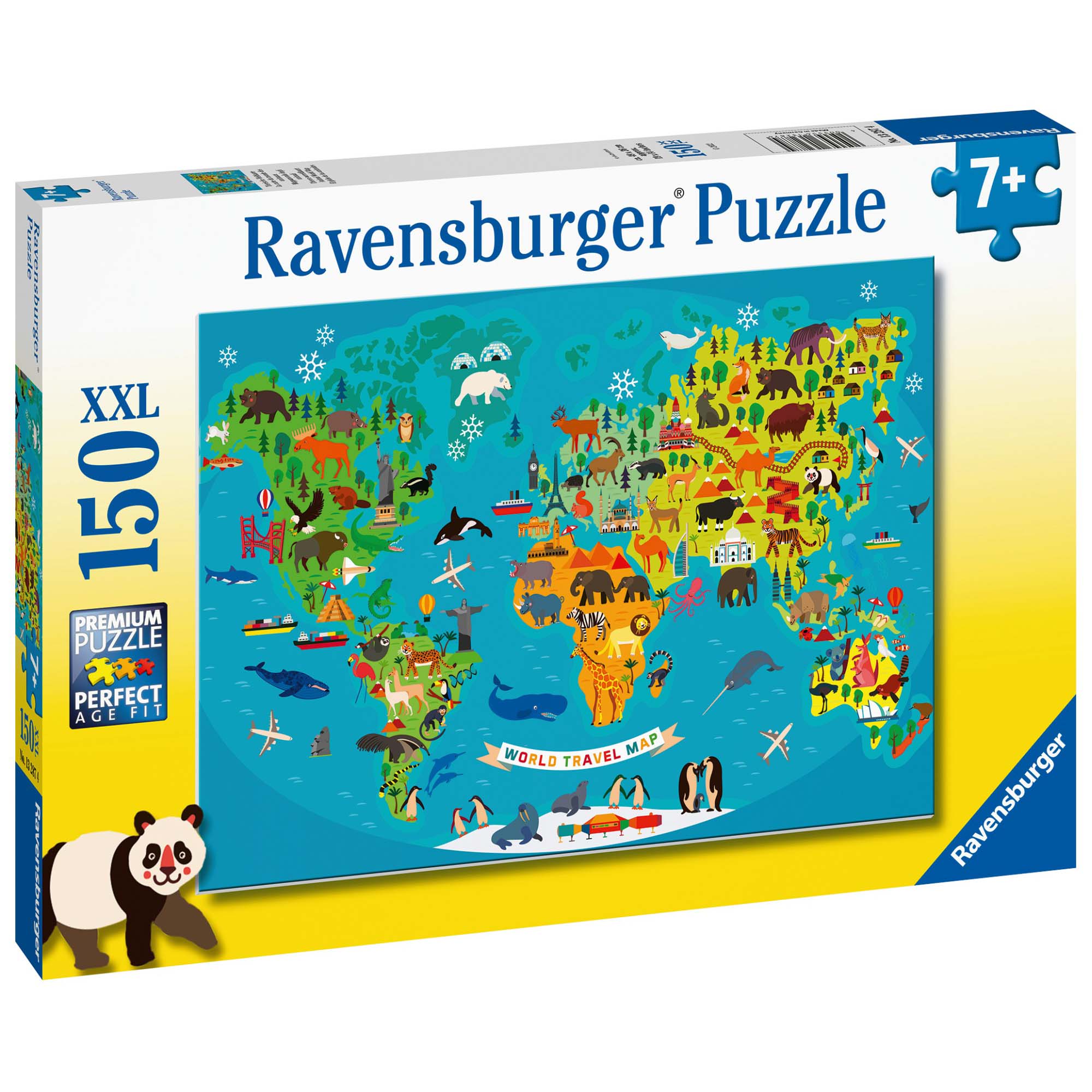 PUZZLE HARTA LUMII CU ANIMALE, 150 PIESE - RAVENSBURGER (RVSPC13287) - Libelula Vesela - Jucarii