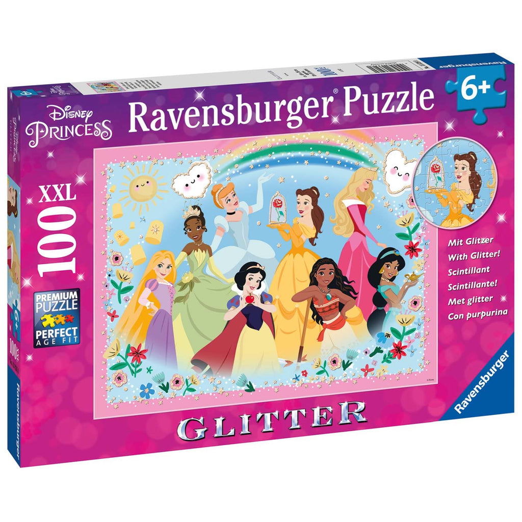 PUZZLE PRINTESELE DISNEY, 100 PIESE GLITTER - RAVENSBURGER (RVSPC13326) - Libelula Vesela - Jucarii