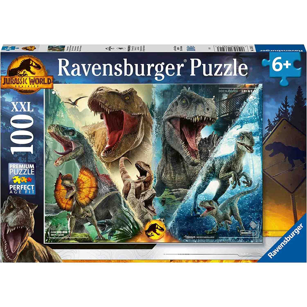 PUZZLE DOMINATIA JURASSIC WORLD, 100 PIESE - RAVENSBURGER (RVSPC13341) - Libelula Vesela - Jucarii