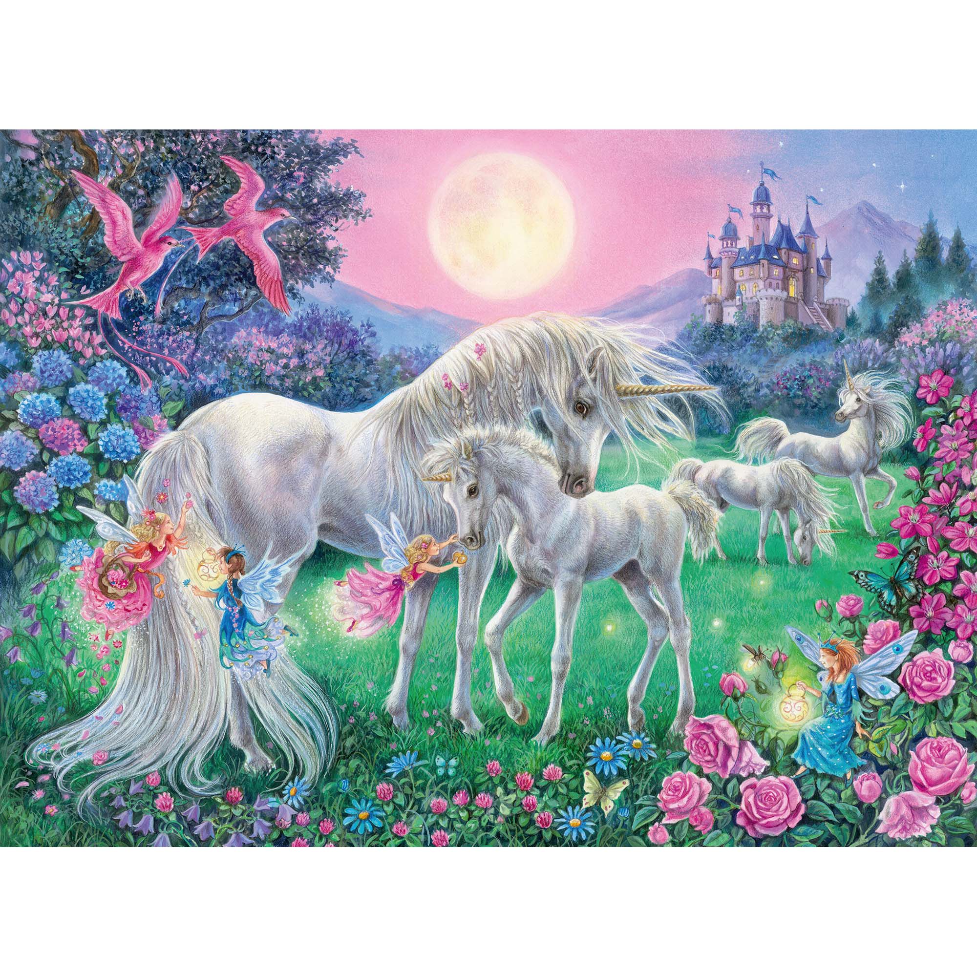 PUZZLE UNICORNI LA LUMINA LUNII, 100 PIESE STARLINE - RAVENSBURGER (RVSPC13670) - Libelula Vesela - Jucarii