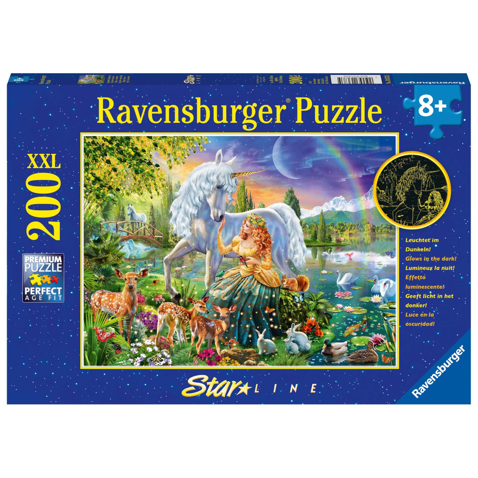PUZZLE PRINTESA SI UNICORN, 200 PIESE STARLINE - RAVENSBURGER (RVSPC13673) - Libelula Vesela - Jucarii