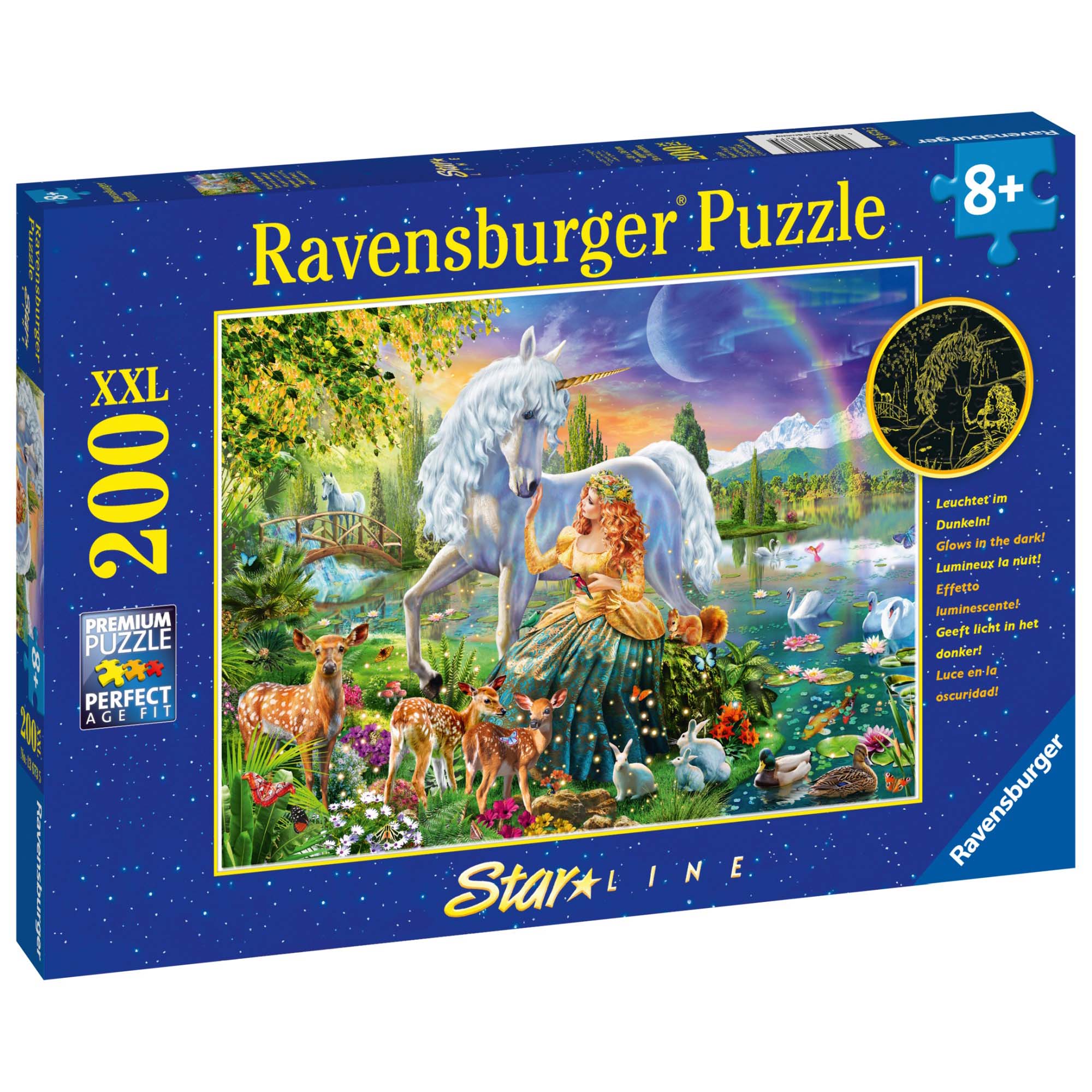 PUZZLE PRINTESA SI UNICORN, 200 PIESE STARLINE - RAVENSBURGER (RVSPC13673) - Libelula Vesela - Jucarii