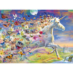 PUZZLE UNICORNI SI FLUTURI, 500 PIESE + STICKERE - RAVENSBURGER (RVSPA15046) - Libelula Vesela - Jucarii