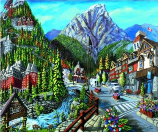 PUZZLE ORASUL BANFF, 1000 PIESE - RAVENSBURGER (RVSPA16481) - Libelula Vesela - Jucarii
