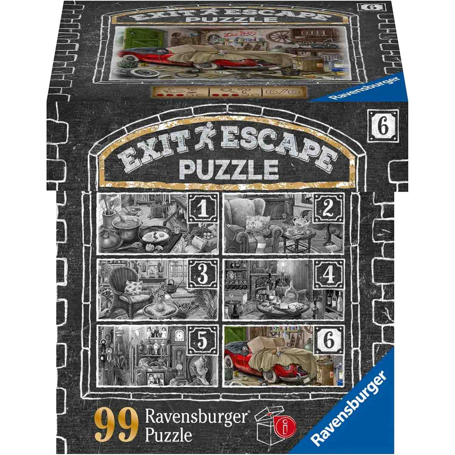 PUZZLE EXIT GARAJ, 99 PIESE - RAVENSBURGER (RVSPA16882) - Libelula Vesela - Jucarii