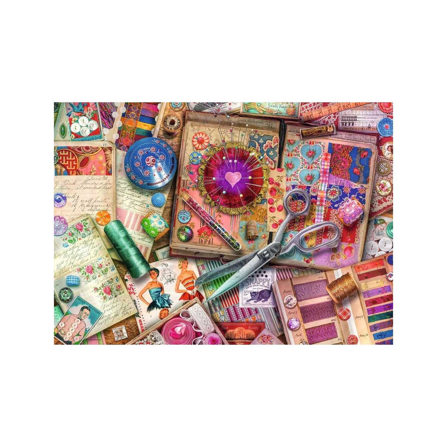 PUZZLE CROITORIE VINTAGE, 1000 PIESE - RAVENSBURGER (RVSPA16928) - Libelula Vesela - Jucarii