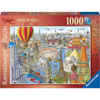 PUZZLE OCOLUL PAMANTULUI IN 80 DE ZILE, 1000 PIESE - RAVENSBURGER (RVSPA16961) - Libelula Vesela - Jucarii