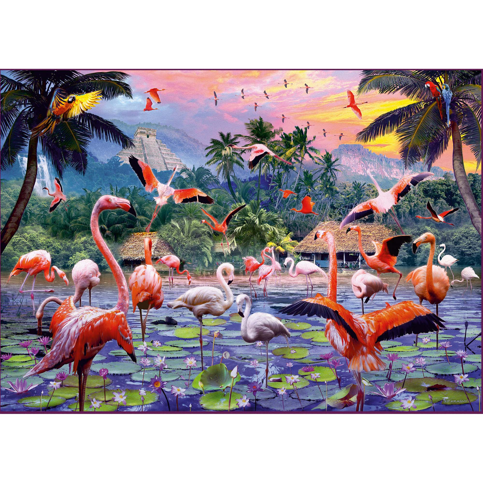 PUZZLE FLAMINGO, 1000 PIESE - RAVENSBURGER (RVSPA17082) - Libelula Vesela - Jucarii