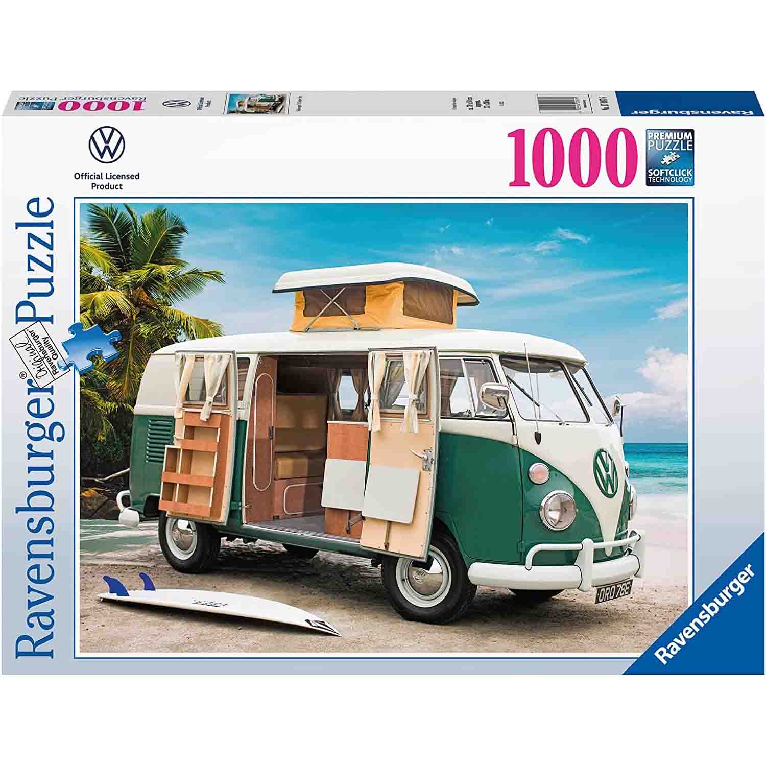 PUZZLE DUBA VOLKSWAGEN T1, 1000 PIESE - RAVENSBURGER (RVSPA17087) - Libelula Vesela - Jucarii