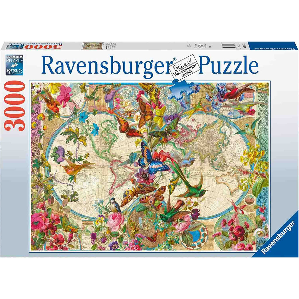 PUZZLE HARTA LUMII CU FAUNA SI FLORA, 3000 PIESE - RAVENSBURGER (RVSPA17117) - Libelula Vesela - Jucarii