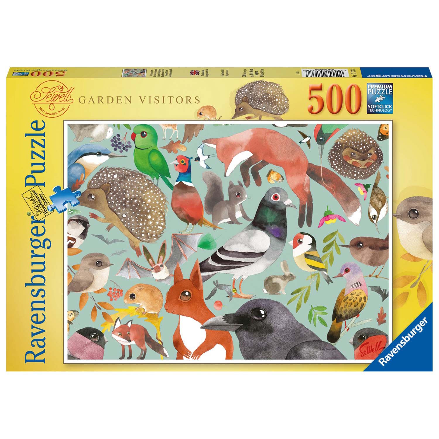 PUZZLE VIZITATORII GRADINEI, 500 PIESE - RAVENSBURGER (RVSPA17137) - Libelula Vesela - Jucarii