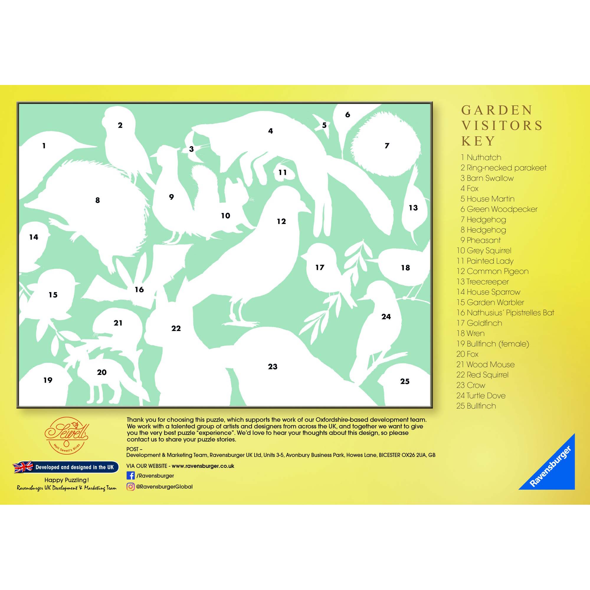 PUZZLE VIZITATORII GRADINEI, 500 PIESE - RAVENSBURGER (RVSPA17137) - Libelula Vesela - Jucarii