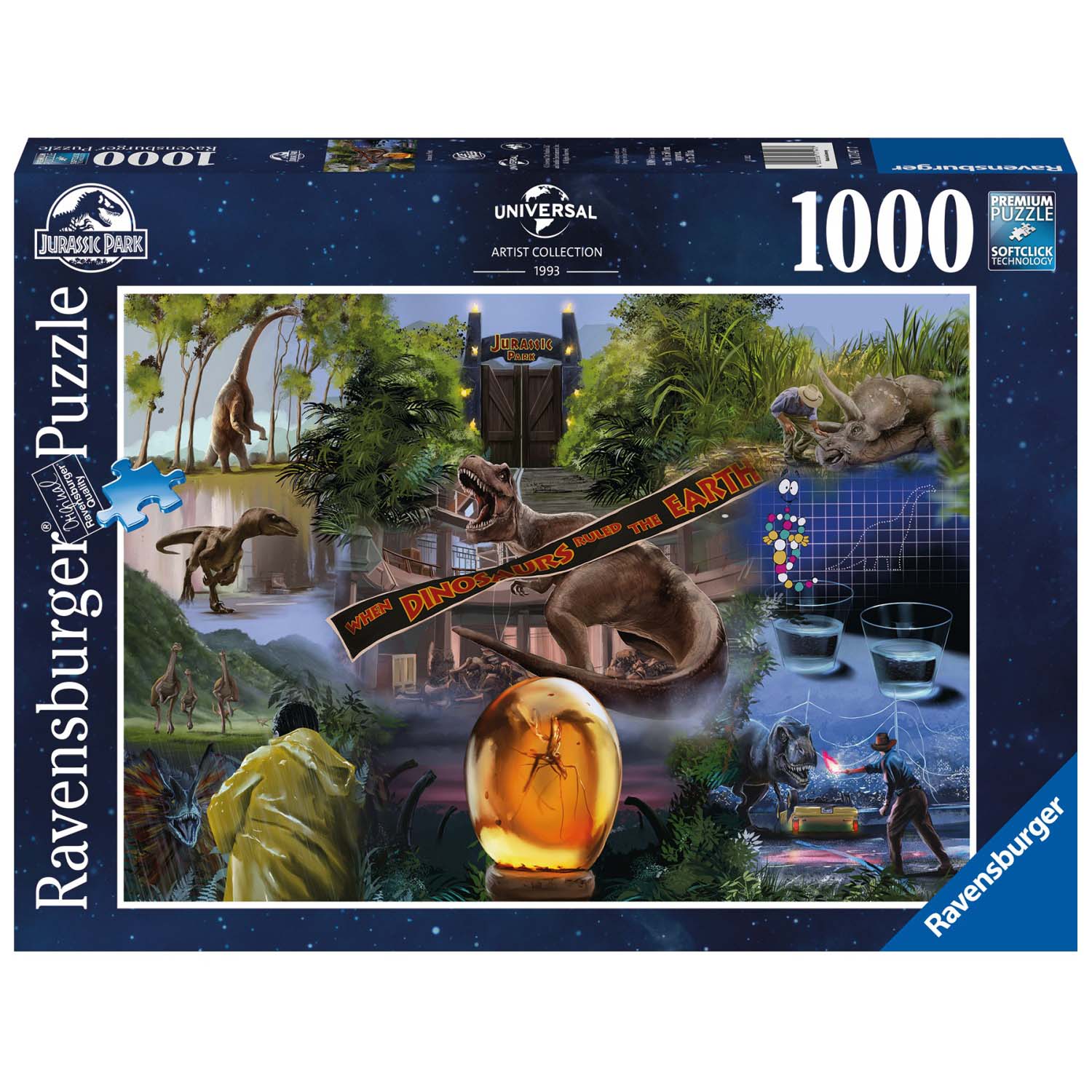 PUZZLE JURASSIC PARK, 1000 PIESE - RAVENSBURGER (RVSPA17147) - Libelula Vesela - Jucarii
