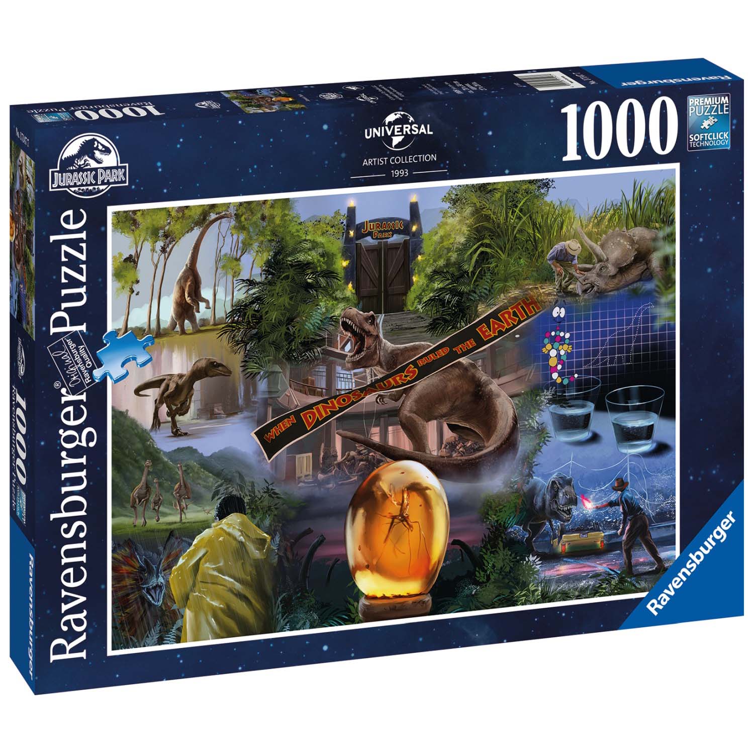 PUZZLE JURASSIC PARK, 1000 PIESE - RAVENSBURGER (RVSPA17147) - Libelula Vesela - Jucarii