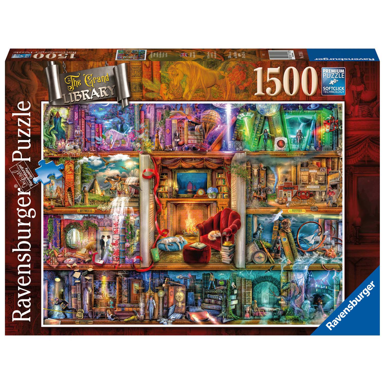 PUZZLE MAREA BIBLIOTECA, 1500 PIESE - RAVENSBURGER (RVSPA17158) - Libelula Vesela - Jucarii