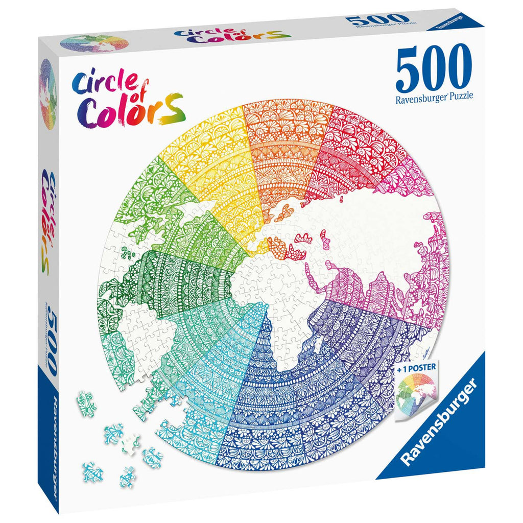 PUZZLE CERC MANDALA, 500 PIESE - RAVENSBURGER (RVSPA17168) - Libelula Vesela - Jucarii