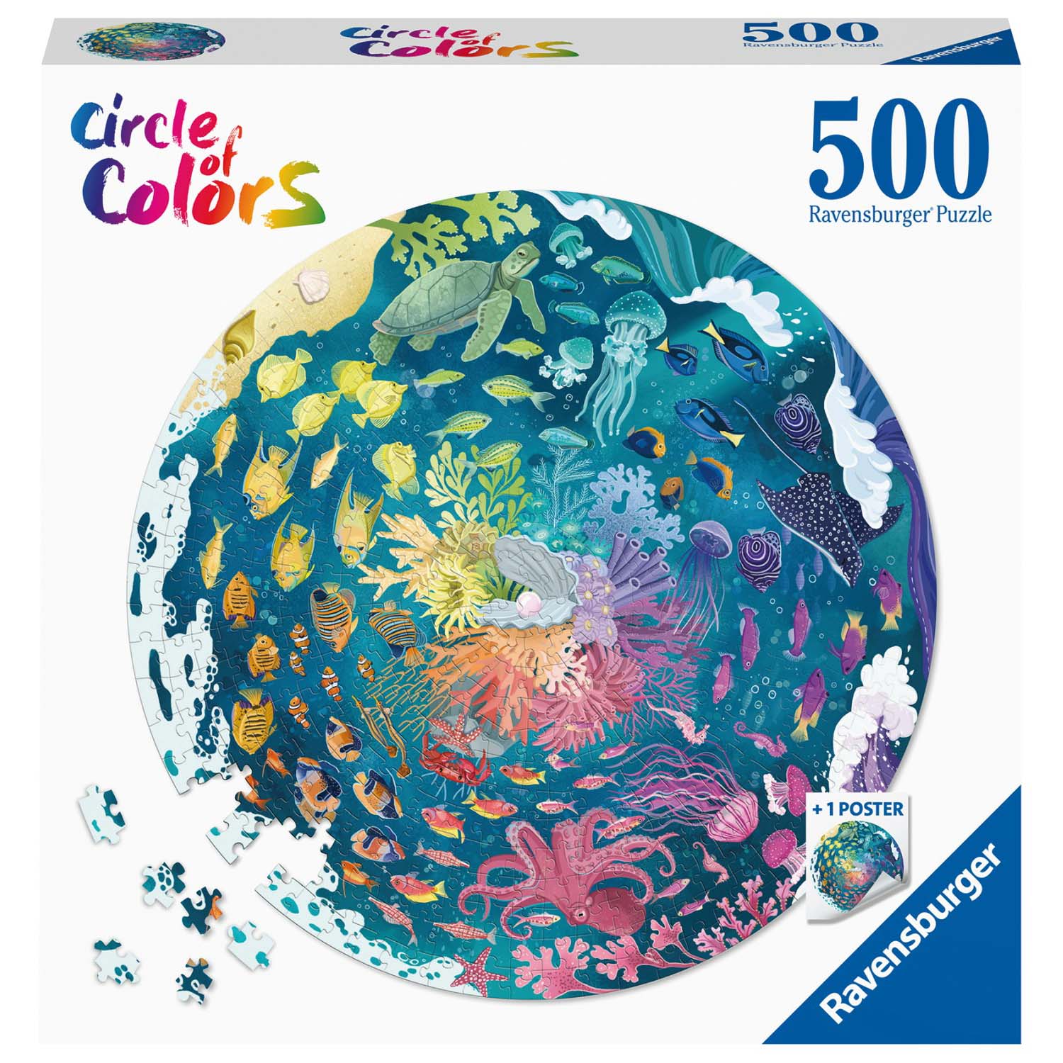 PUZZLE CERC OCEAN, 500 PIESE - RAVENSBURGER (RVSPA17170) - Libelula Vesela - Jucarii