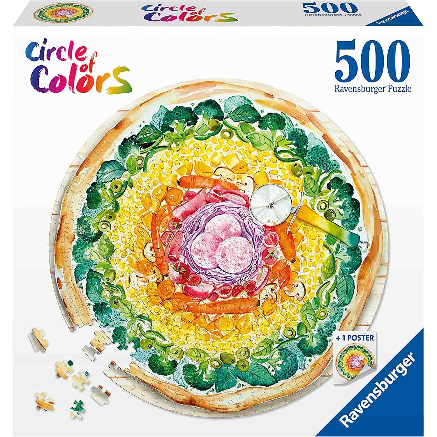 PUZZLE CERC PIZZA, 500 PIESE - RAVENSBURGER (RVSPA17347) - Libelula Vesela - Jucarii