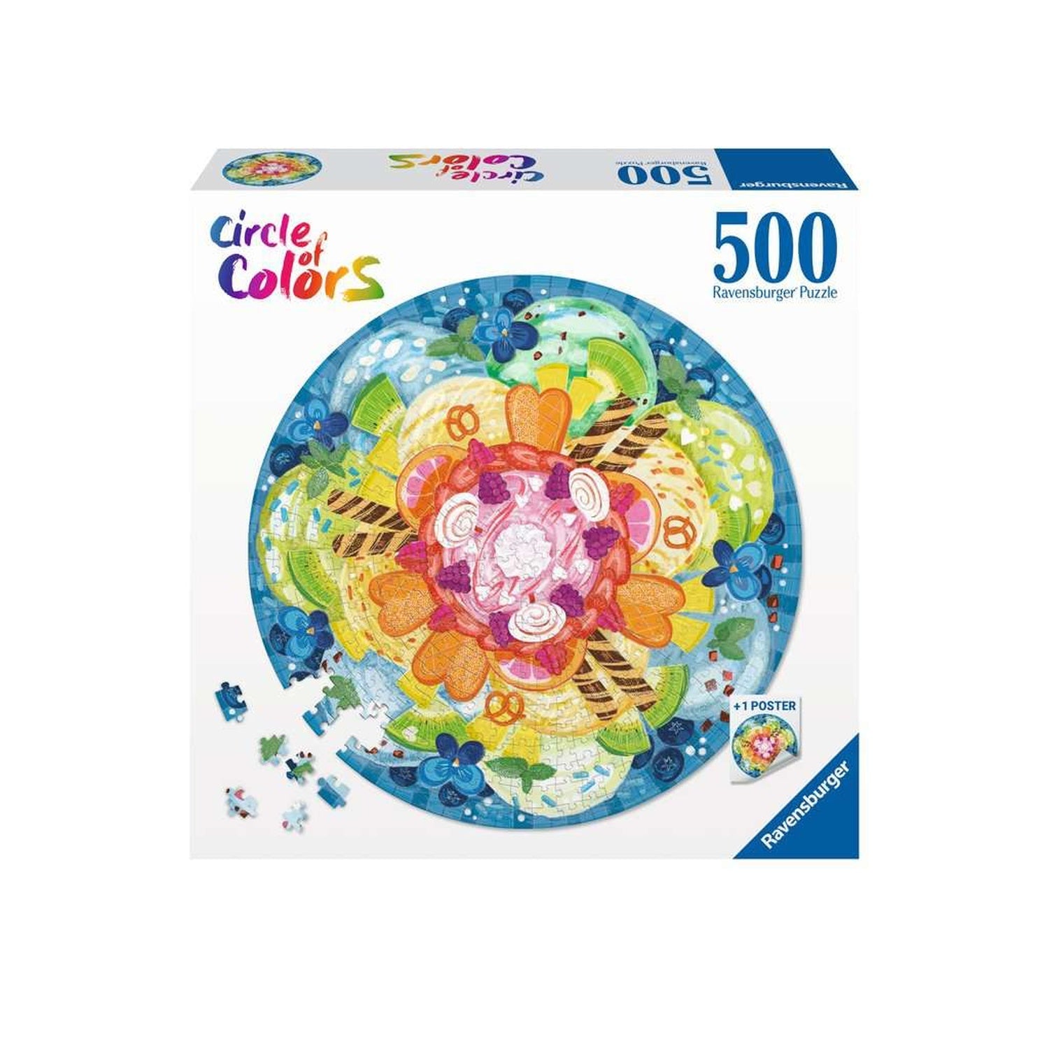 PUZZLE CERC INGHETATA, 500 PIESE - RAVENSBURGER (RVSPA17348) - Libelula Vesela - Jucarii