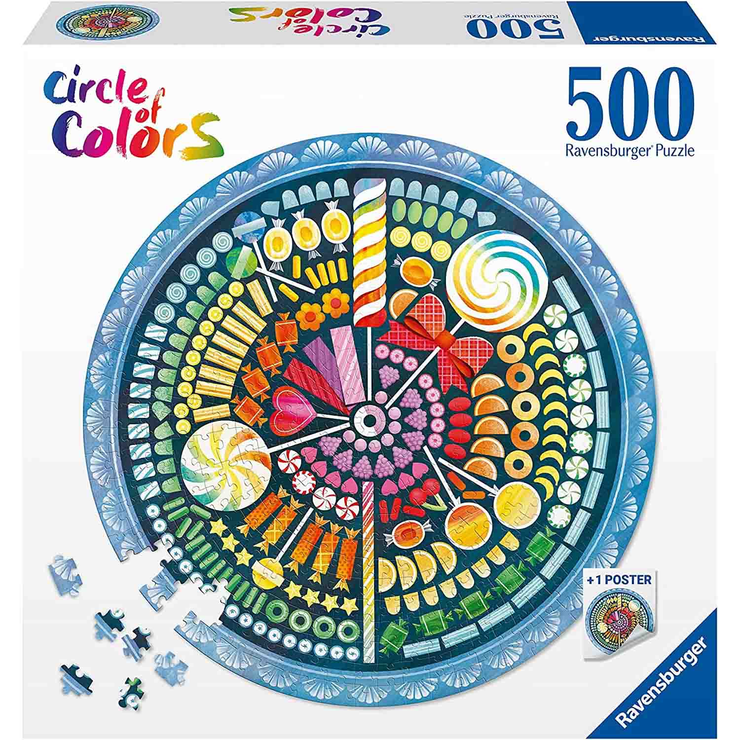 PUZZLE CERC BOMBOANE, 500 PIESE - RAVENSBURGER (RVSPA17350) - Libelula Vesela - Jucarii